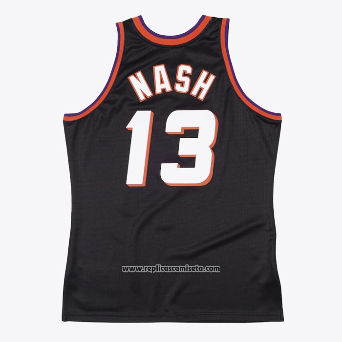 Camiseta Phoenix Suns Steve Nash NO 13 Mitchell & Ness 1996-97 Negro